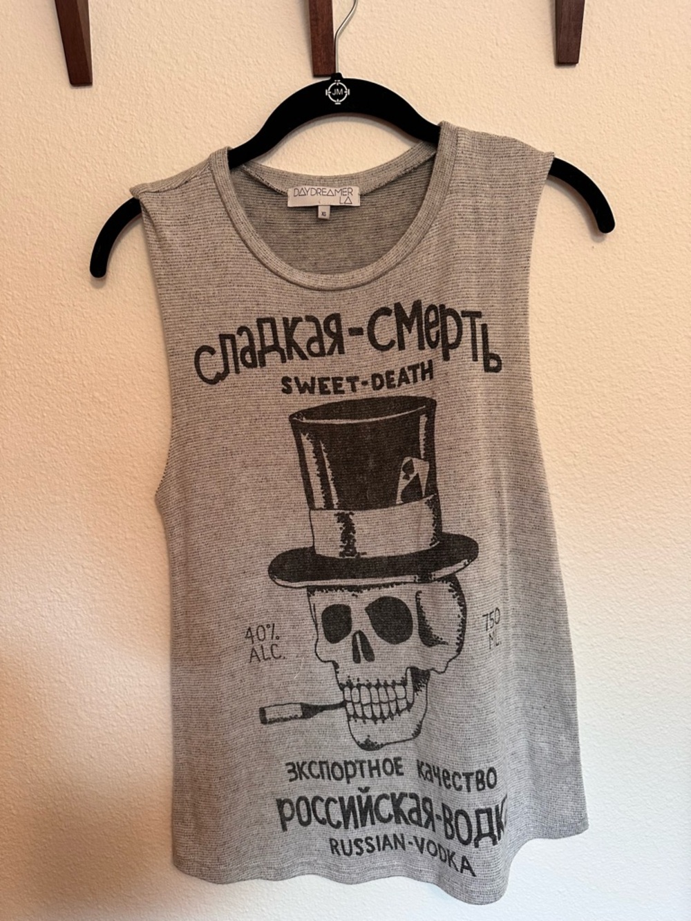 Daydreamer Gray Graphic Skull Tank Top